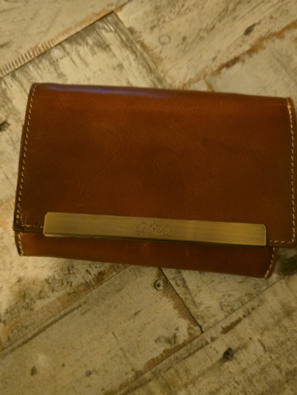 PATRICIA NASH Leather Compact Wallet with Brass Accent